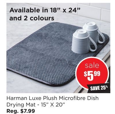 Kitchen Stuff Plus Harman luxe plush microfibre dish drying mat-15 x 20 offer