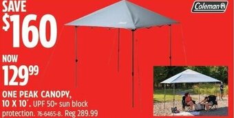 Canadian Tire Coleman ONE PEAK CANOPY, 10 X 10 offer