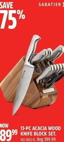 Canadian Tire SABATIER 13-PC ACACIA WOOD KNIFE BLOCK SET offer