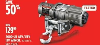 Canadian Tire 4000-LB ATV/UTV 12V WINCH offer