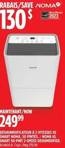 Canadian Tire NOMA IQ SMART 50-PINT 2-SPEED DEHUMIDIFIE offer