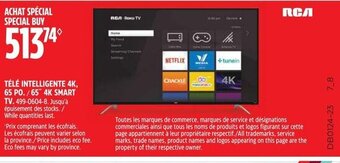 Canadian Tire RCA 65" 4K SMART TV offer