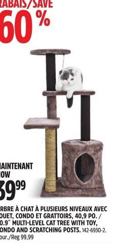 Canadian Tire 40.9" MULTI-LEVEL CAT TREE WITH TOY, CONDO AND SCRATCHING POSTS offer