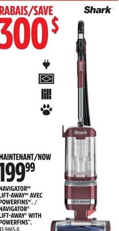Canadian Tire SHARK NAVIGATOR LIFT-AWAY WITH POWERFINS offer