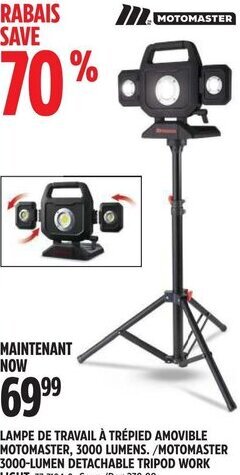 Canadian Tire MOTOMASTER 3000-LUMEN DETACHABLE TRIPOD WORK LIGHT/Reg 239.99 offer