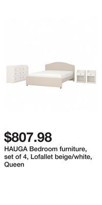 IKEA Hauga bedroom furniture, set of 4, lofallet beige/white, queen offer