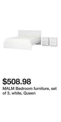 IKEA Malm bedroom furniture, set of 3, white, queen offer