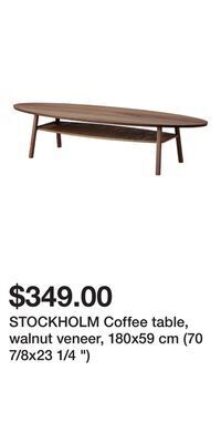 IKEA Stockholm coffee table, walnut veneer, 180x59 cm (70 7/8x23 1/4 ) offer