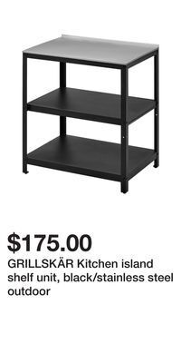 IKEA Grillskär kitchen island shelf unit, black/stainless steel outdoor offer