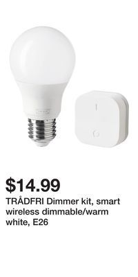 IKEA Trådfri dimmer kit, smart wireless dimmable/warm white, e26 offer