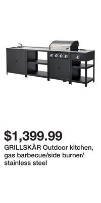 IKEA Grillskär outdoor kitchen, gas barbecue/side burner/stainless steel offer