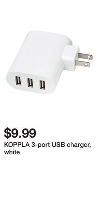 IKEA Koppla 3-port usb charger, white offer