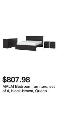 IKEA Malm bedroom furniture, set of 4, black-brown, queen offer