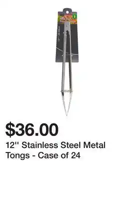 Dollarama 12'' stainless steel metal tongs - case of 24 offer