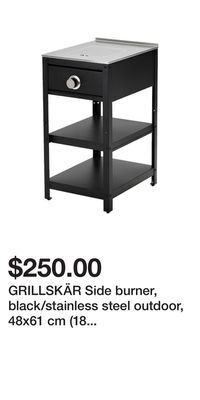 IKEA Grillskär side burner, black/stainless steel outdoor, 48x61 cm (18 7/8x24 ) offer