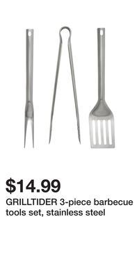 IKEA Grilltider 3-piece barbecue tools set, stainless steel offer