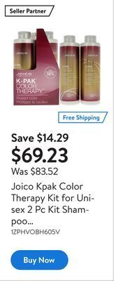 Walmart Joico kpak color therapy kit for unisex 2 pc kit shampoo conditioner 338 ounces offer