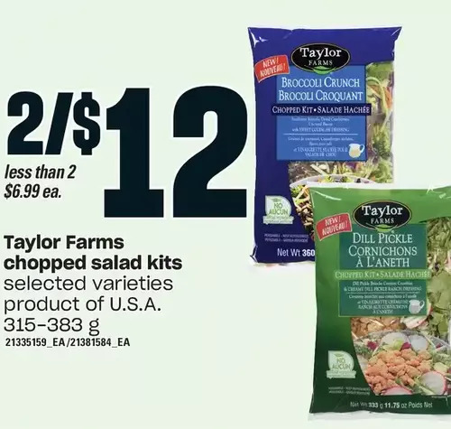 Loblaws Taylor farms chopped salad kits offer