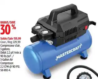 Canadian Tire MASTERCRAFT 3-Gallon Air Compressor. 2.2 CFM @ 90 PSI. offer