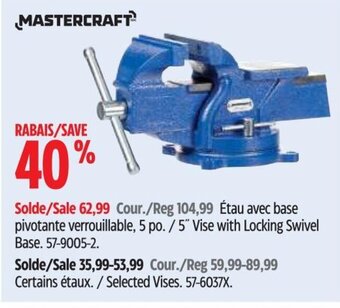 Canadian Tire MASTERCRAFT 5" Vise with Locking Swivel Base. offer