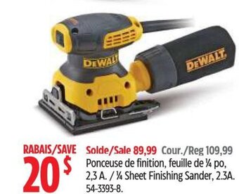 Canadian Tire DEWALT 1/4 SHEET FINISHING SANDER, 2.3A offer