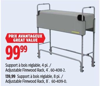 Canadian Tire Adjustable Firewood Rack, 4'. offer