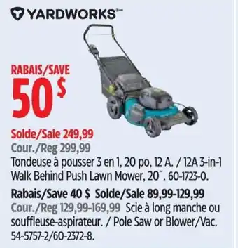 Canadian Tire YARDWORKS 12A 3-in-1 Walk Behind Push Lawn Mower, 20". offer