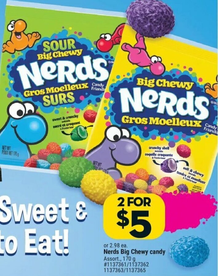 Giant Tiger Nerds Big Chewy candy Assort., 170 g #1137361/1137362 1137363/1137365 offer