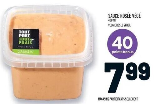 Metro SAUCE ROSÉE VÉGÉ 400ml VEGGIE ROSEE SAUCE offer