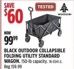 Canadian Tire BLACK OUTDOOR COLLAPSIBLE FOLDING UTILITY STANDARD WAGON. 150-lb capacity. 76-5541-2. offer