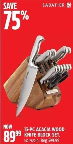 Canadian Tire 13-PC ACACIA WOOD KNIFE BLOCK SET. 142-2622-0. Reg 399.99 offer