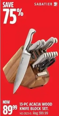 Canadian Tire 13-PC ACACIA WOOD KNIFE BLOCK SET. 142-2622-0. Reg 399.99 offer