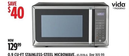 Canadian Tire 0.9 CU-FT STAINLESS-STEEL MICROWAVE. 43-7039-6. offer