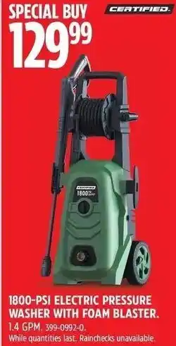 Canadian Tire 1800-PSI ELECTRIC PRESSURE WASHER WITH FOAM BLASTER. 1.4 GPM. 399-0992-0. offer