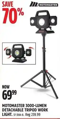 Canadian Tire MOTOMASTER 3000-LUMEN DETACHABLE TRIPOD WORK LIGHT. 37-3184-8. offer