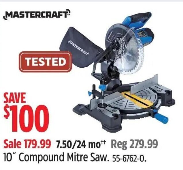 Canadian Tire 10" Compound Mitre Saw. 55-6762-0. offer