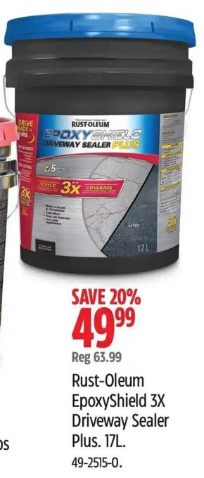 Canadian Tire Rust-Oleum EpoxyShield 3X Driveway Sealer Plus. 17L. 49-2515-0. offer