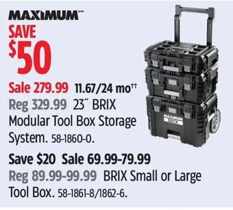 Canadian Tire MAXIMUM 23" BRIX Modular Tool Box Storage System. 58-1860-0. offer