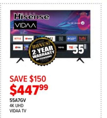 2001 Audio Video Hisense 4k uhd vidaa tv offer