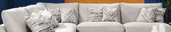 The Brick Evolve linen-look fabric 5-piece modular sectional with 4 armless chairs - light grey offer
