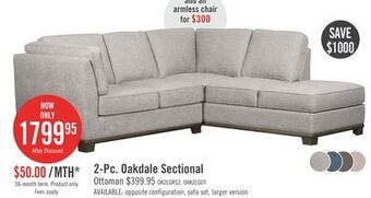 The Brick Oakdale 2-piece linen-look fabric right-facing sectional - light grey offer