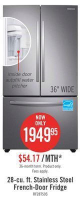 The Brick Samsung 28 cu. ft. french-door refrigerator - rf28t5021sr/aa offer