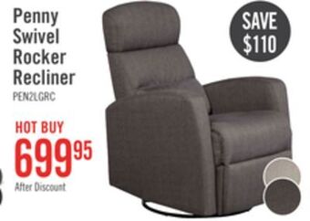 The Brick Penny linen-look fabric swivel rocker recliner - grey offer