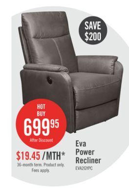The Brick Eva faux suede power recliner - dark grey offer