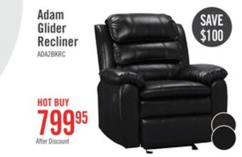 The Brick Adam leather-look fabric glider recliner - black offer