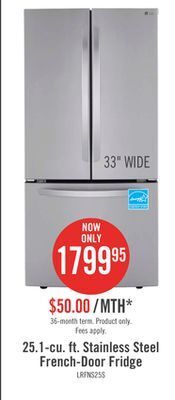 The Brick Lg 25.1 cu. ft. french-door refrigerator - lrfns2503s offer