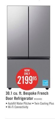 The Brick Samsung bespoke 30 cu. ft. french-door refrigerator - rf30bb6200qlaa offer