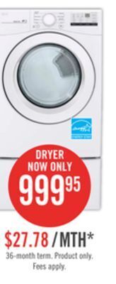 The Brick Lg 7.4 cu. ft. ultra large capacity electric dryer - dle3400w offer