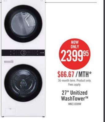 The Brick Lg washtower™ with 5.2 cu. ft. washer and 7.4 cu. ft. dryer - wke100hwa offer