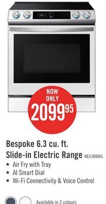 The Brick Samsung bespoke 6.3 cu. ft. slide-in electric range with true convection - ne63bb871112ac offer